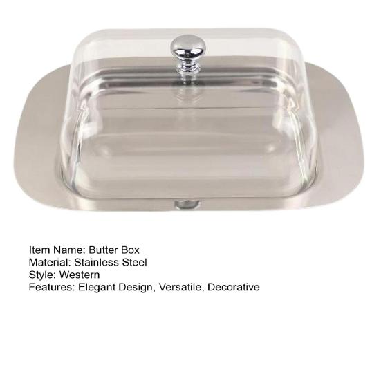 Stainless Steel Butter Box with Lid Airtight Butter Dish for Countertop Fridge Butter Keeper Tray for Cream Cheese
