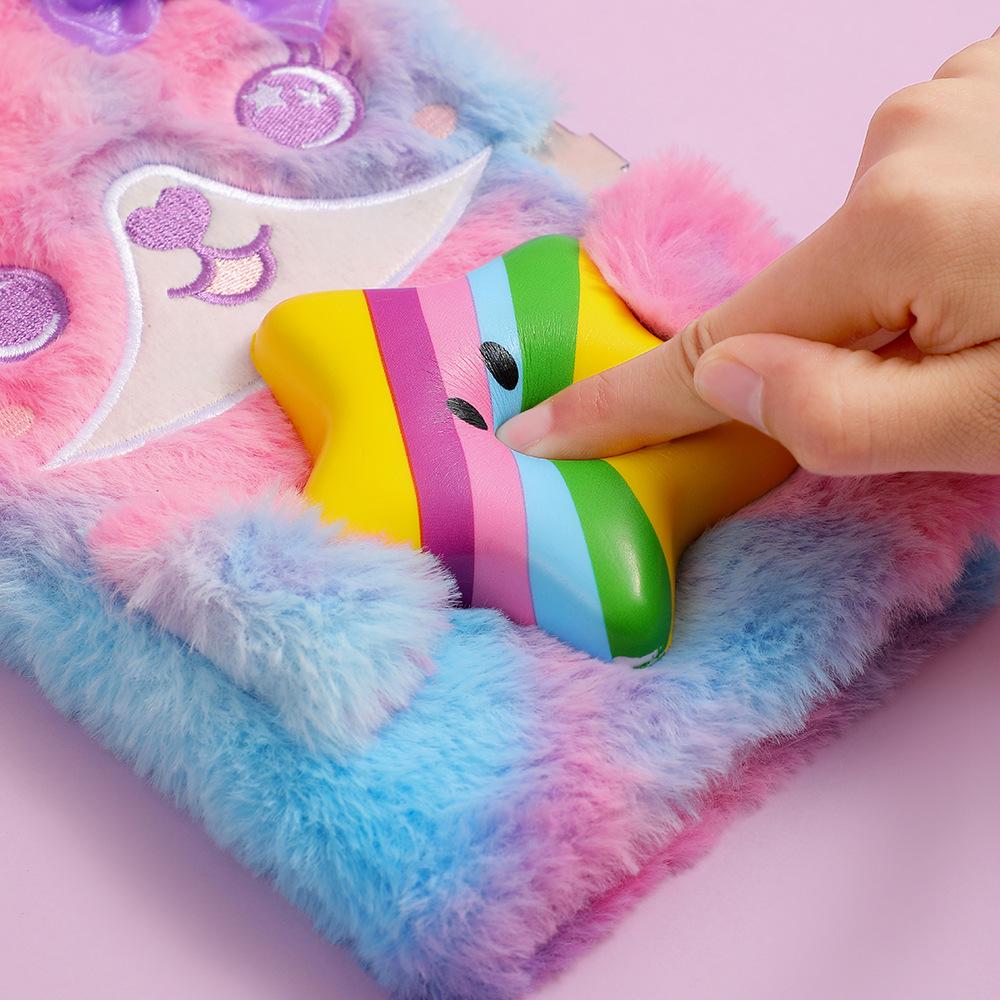 A5 Cartoon Plush Children's Diary with Lock - Cute Girls' Journal for Stress Relief and Gifting