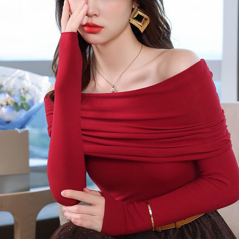 Women's Premium Off-Shoulder Long-Sleeve Knit Top