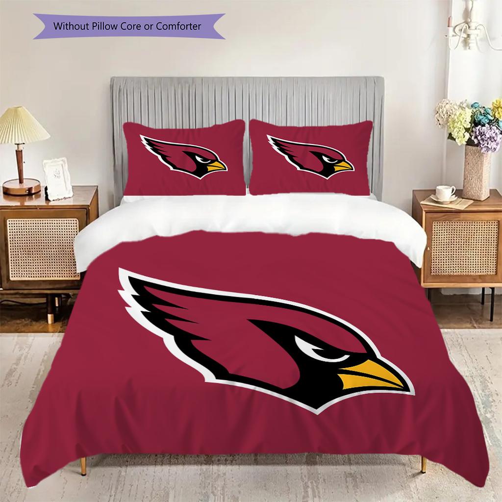 Arizona Cardinals Pattern Bedding Quilt Set Quilt Cover Pillowcase Home Decoration Birthday Gift (1 * Duvet Cover + 2 * Pillowcase, Without Core)