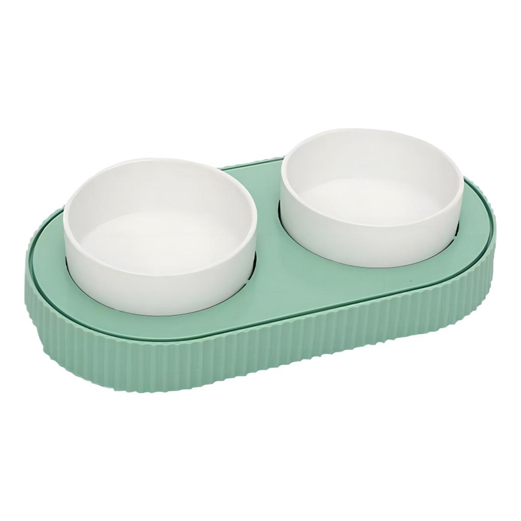 USB Ceramic Heated Pet Double Bowl for Cats and Dogs Constant Temperature Drinking Solution Water Food Bowl for Winter