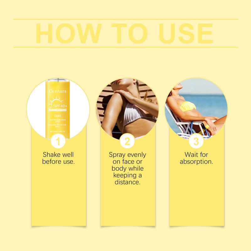 Sparkling Shimmer Body Protection Spray Hydrating Glitter Moisturizing Outdoor Skin Care for Summer Beach Use