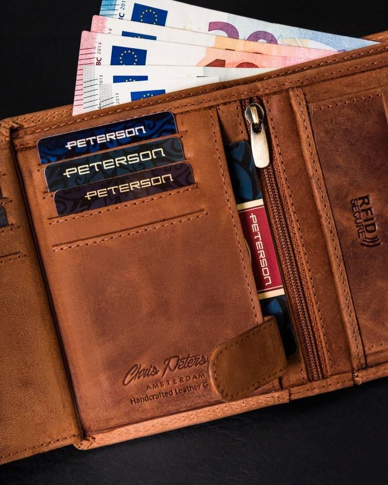 Men's wallet without clasp made of natural nubuck leather - Peterson
