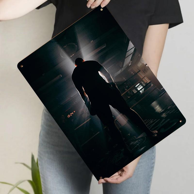 

Custom Iron Sheet Painting Fitness Motivational Decorative Art Gym Wall Hanging Muscle Man Silhouette 20x30cm（7.8x11.8inch）