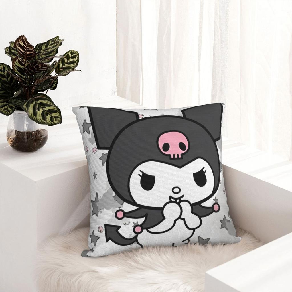 Cartoon Glücklich Kawaii Kuromi Kissenbezug Polyester Kissenhülle Dekor Wurfkissenbezug Wohnzimmer Reißverschluss 18'
