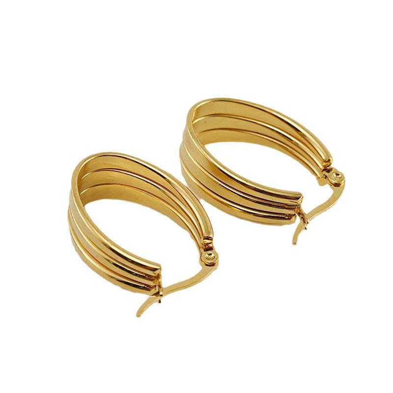 2023 Multi-Layer 18k Gold Plated Stainless Steel Earrings - Fashionable, Simple, Versatile Titanium Steel Hoops