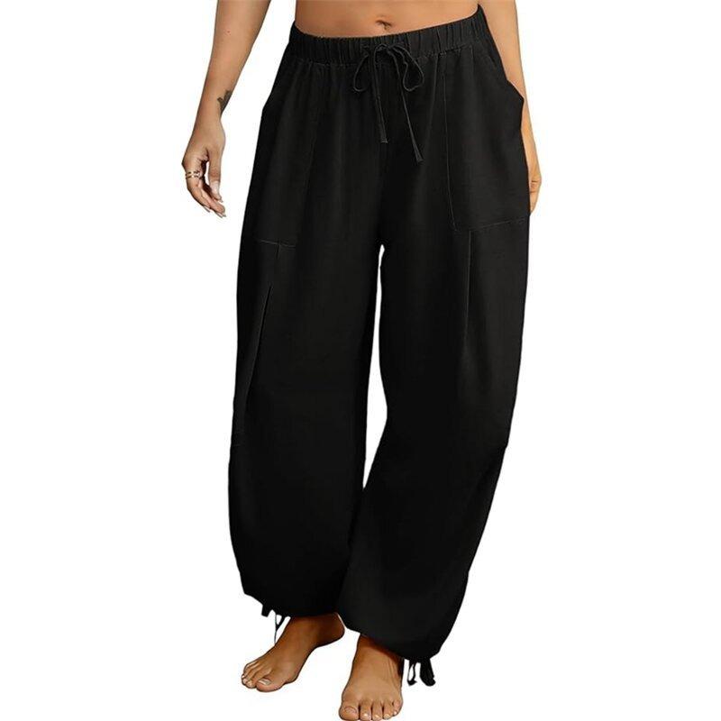 IHUASU Women's Fashion Casual Solid Color Print Pants & Capris