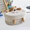 Cotton Rope Tissue Box Container Handmade Stylish Cartoon Modern Tissue Case for Living Room Coffee Table Bathroom Desk Home