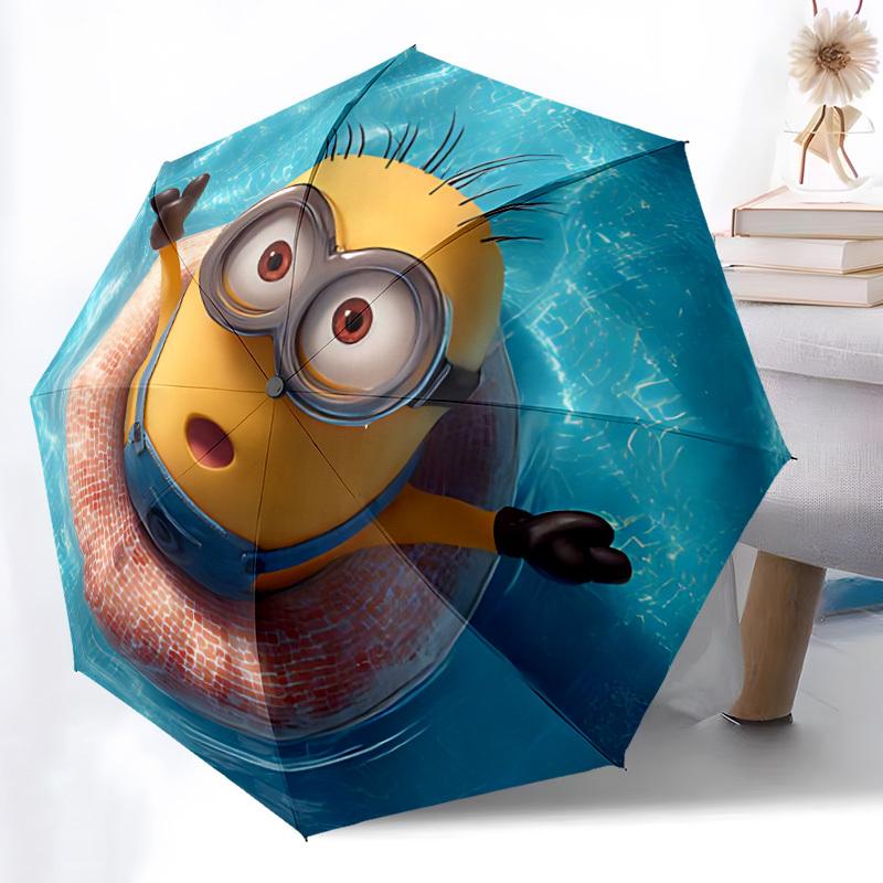 Minions Automatic Open/close Umbrella, Heavy-Duty Iron Frame, Folding Portable Design, Travel, Everyday Use 196