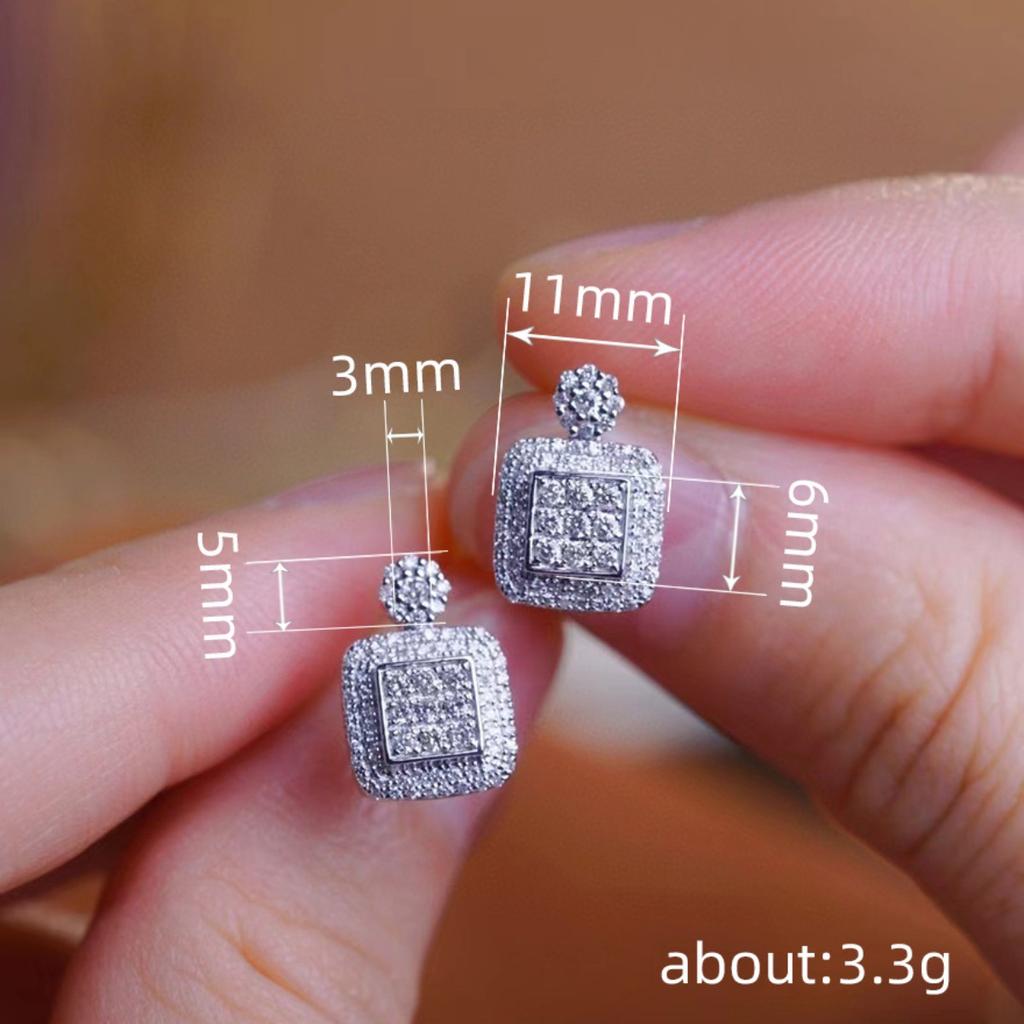 Classic & Elegant Sparkling Square Halo Zircon Stud Earrings