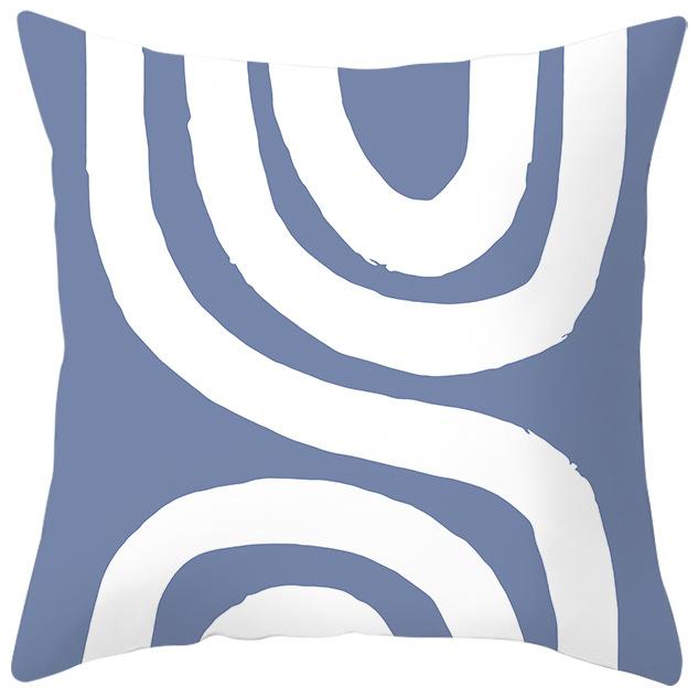 Nordic Blue and Purple Abstract Geometric Pillowcase Peach Leather Velvet Printed Home Fabric Sofa Pillow Cushion Cover