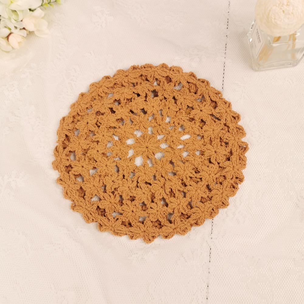 Breathable Lace Hollow Flower Hat Linen Spring Crochet Knitted Cap Hollowed Out Beret Hat  Girls