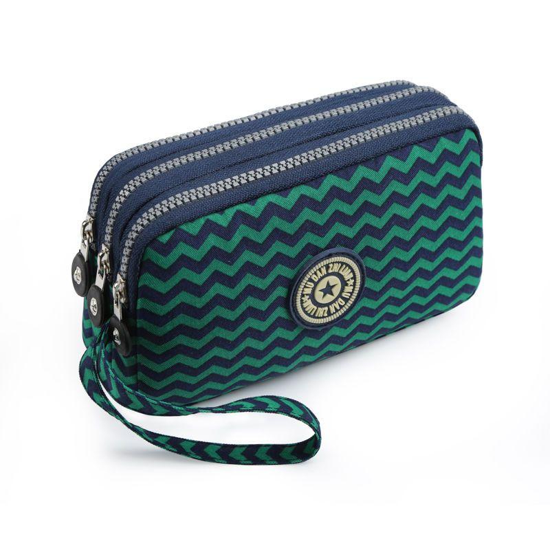 2023 Waterproof Women's Three-layer Zipper Coin Wallet Cosmetic Bag Canvas Women Purse Clutch Women's Purse Best Phone Wallet