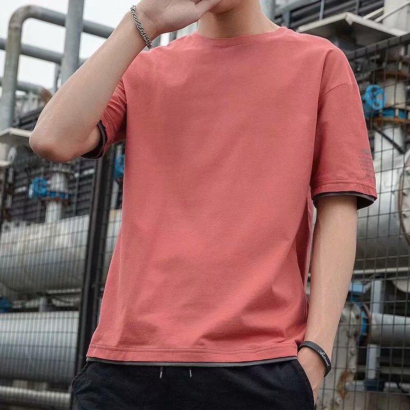 

Мужская футболка в корейском стиле, имитирующая двухслойную, с круглым вырезом и буквенным дизайном 2XL