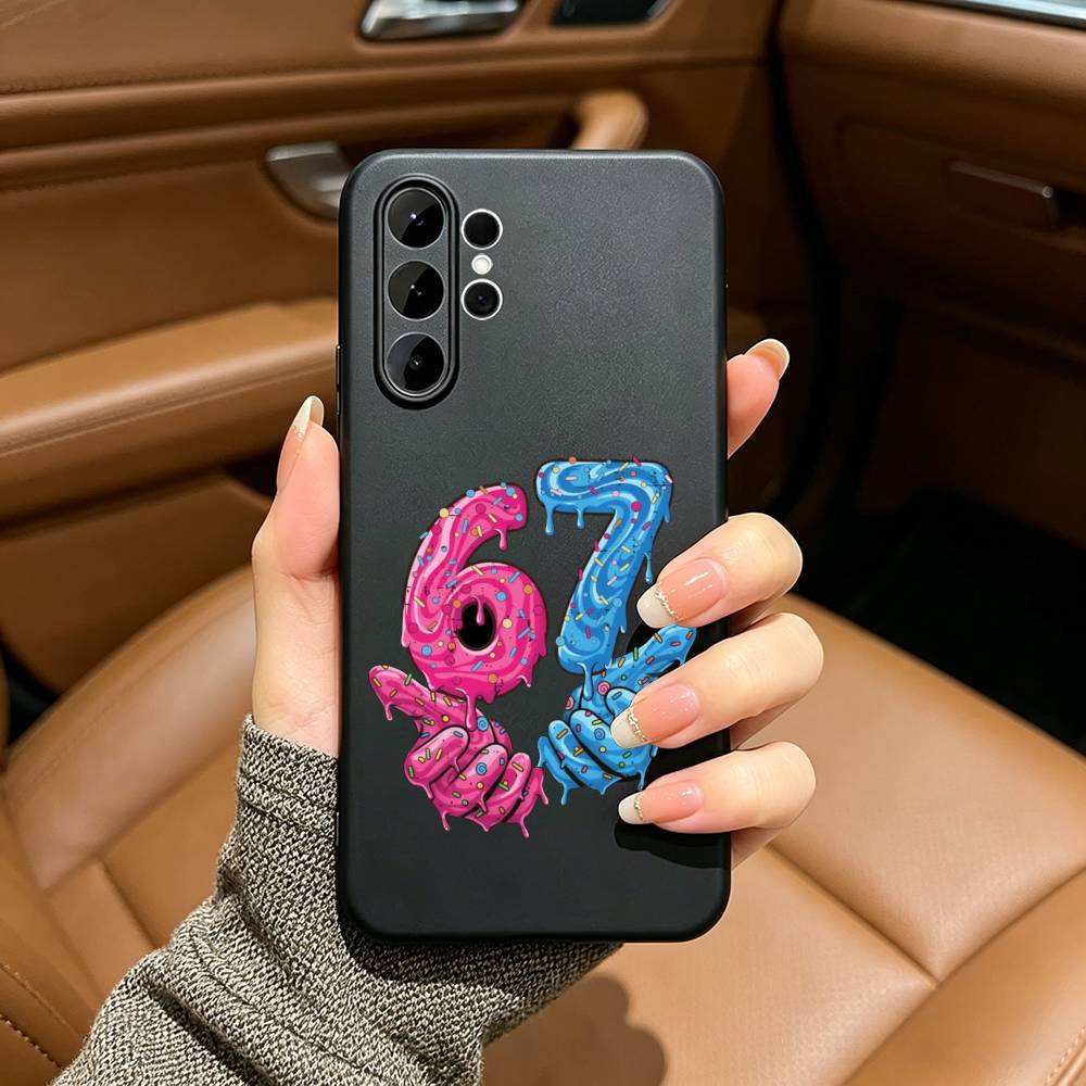 Fashio SS Six Seven 67 Black Soft Silicone Phone Case for Samsung Ultra S25, S24, S21, S22, S23, S30, Plus, FE, Lite