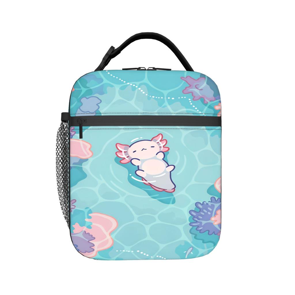Cute Axolotl Lunch Bag Fun Lunch Box School Portable Thermal Lunch Bags For Women Oxford Graphic Design Cooler Bag