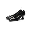 8-8 square head high heels women's new thin heel shallow mouth rhinestone shoes