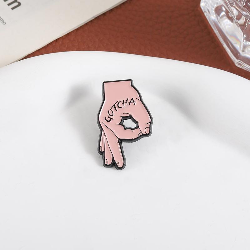 Gotcha Hand OK Gesture Enamel Pin Funny Punk Alloy Brooch Lapel Backpack Badge Fashion Jewelry Accessories Gift for Friends