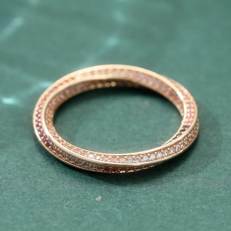 Minimalist Inlaid Multicolored White CZ Women's Ring Classic Gold Color Geometry Daily Wear Party Jewelry Anniversary Gift