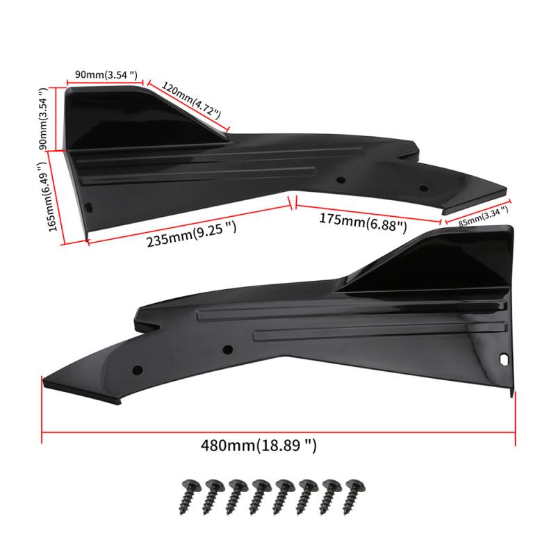 Rear Bumper Lip Splitter Universal Car Side Fender Fins Body Lip Spoiler Chin Skirt Protector 2pcs Rear lip wrap angle splitters