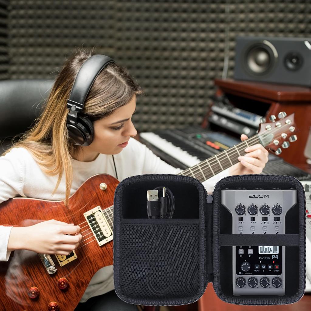 Lebakort Storage Case Compatible with Zoom PodTrak P4 Podcast Recorder
