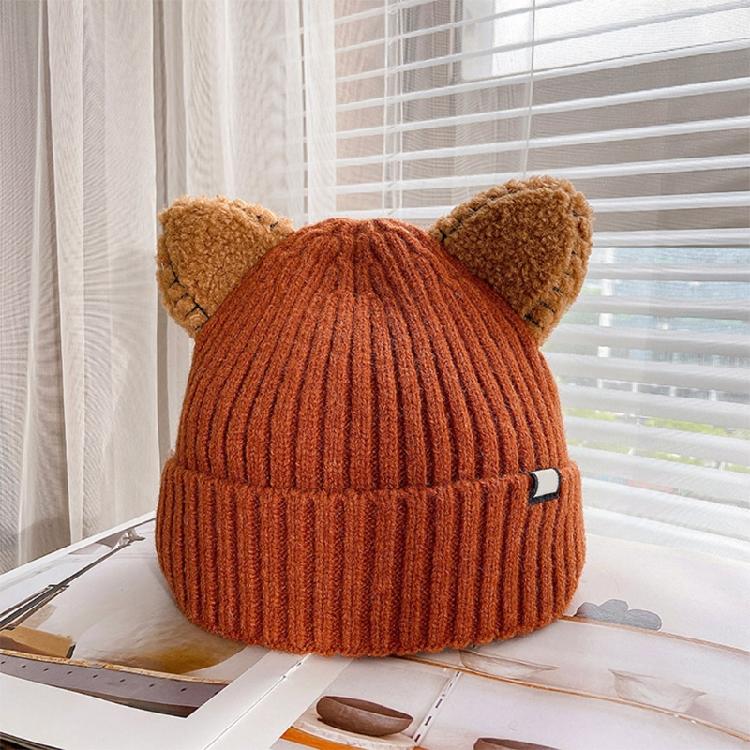 Kawaii for Cat Ears Hats Cute Cap Solid Color Hat Wool Knit Hat Earprotect All-m