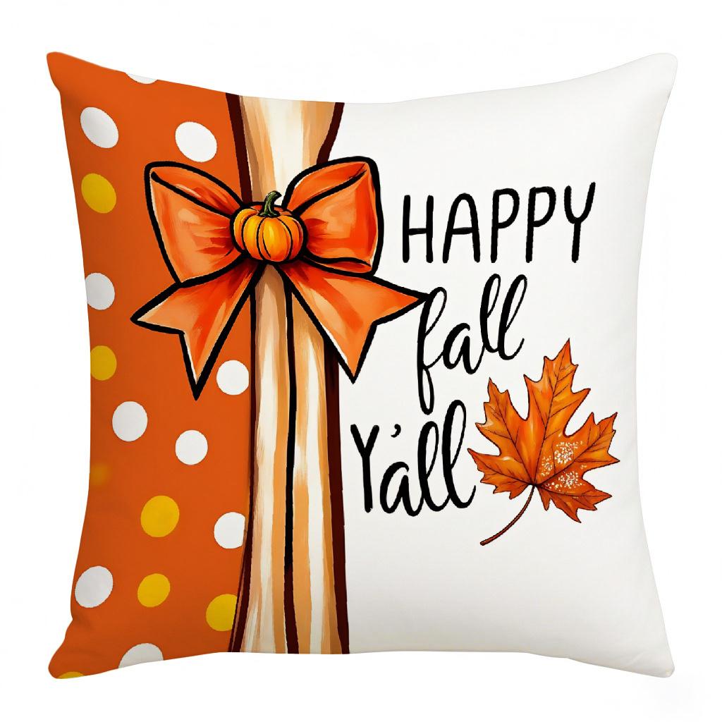 Thanksgiving Pumpkin Maple Leaf Element Letter Print Pillow Atmosphere Decoration Living Room Home Pillow Cushion Cover
