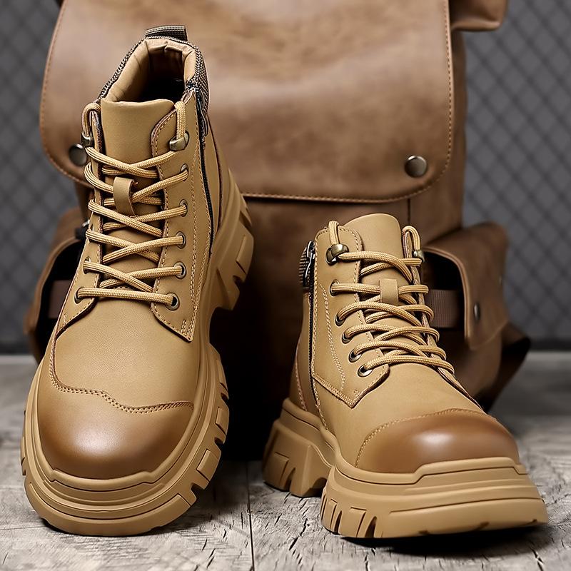 Martin boots autumn and winter British wind outdoor non-slip medium and high-top boots leather thick-soled mountaineering and velvet short boots