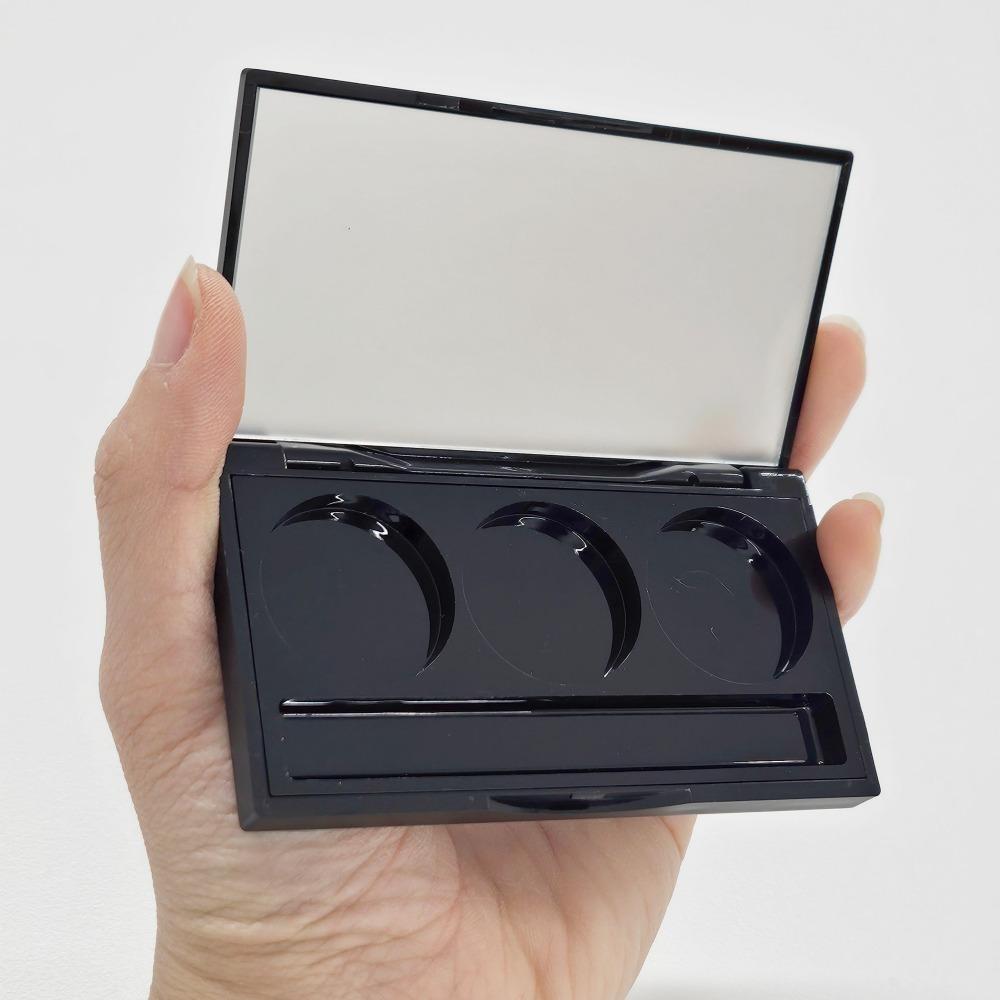 3-Color Eyeshadow Palette with Built-in Mirror, Empty Palette Case, Empty Container, 1 pcs