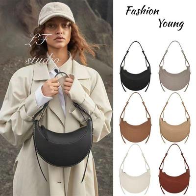 Hobo-Tasche im französischen Nischendesign, modisches Litschi-Muster, halbrunde Schultertasche für Damen, lässiger PU-Leder-Reißverschluss, Damen-Schultertasche, Messenger-Tasche, Satteltasche
