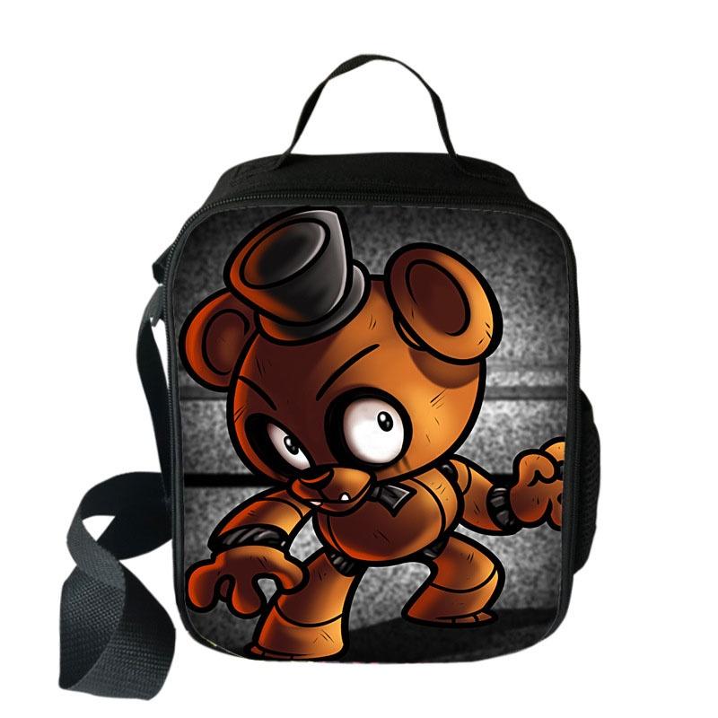 

At Nights Five Freddys Insulated Lunch Bag Waterproof Picnic Bag Kids Box Food B