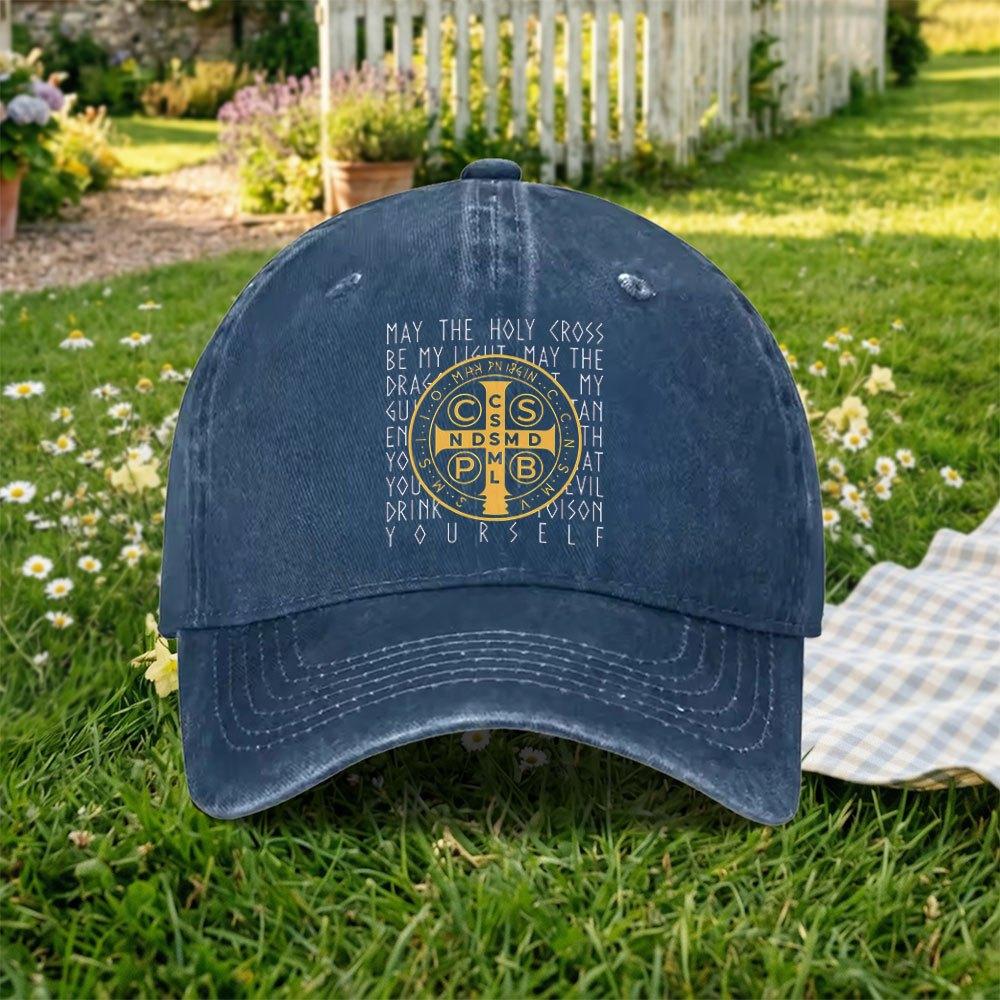 Pc Vintage Washed Baseball Cap with St BenedictS Design Unisex Outdoor Sports Duckbill Hat Unisex Trendy Hat Suitable F