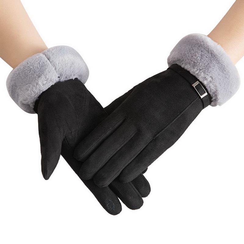New Fashion Women Gloves Autumn Winter Cute Furry Warm Mitts Full Finger Mittens Women Outdoor Sport Female Gloves Screen