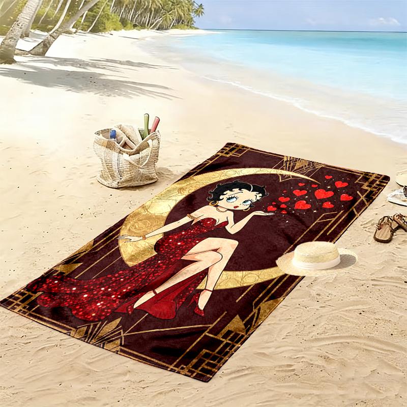 Betty Boop Beach Towel Suitable for Various Scenarios Such As Kitchen, Bathroom and Beach Swimming