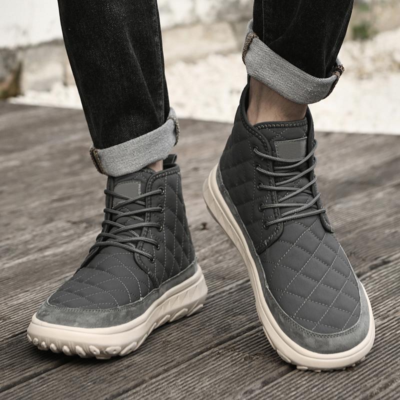 Fashion Fashion Autumn Winter New Fleece Warm High Top Leather Boots Outdoor Flat Bottomed Comfort Men Casual Boot Quality Chelsea Boots