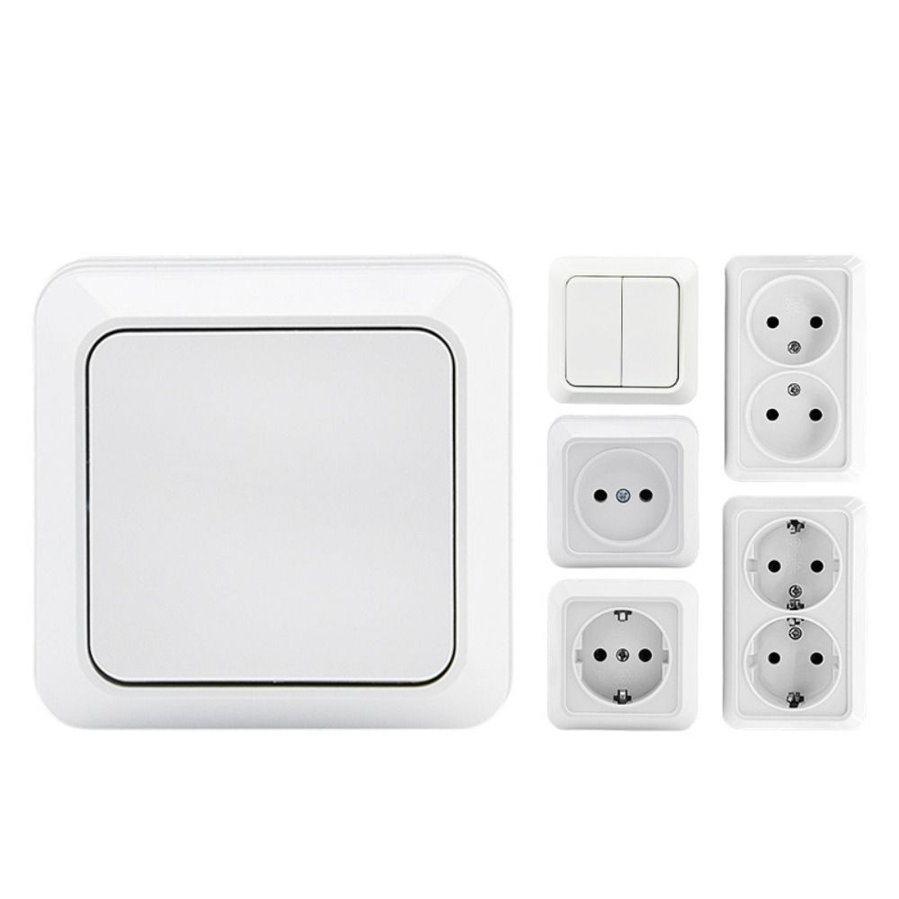 White Wall Switch Wall Surface Mount Power Socket Modern Button Light Switch