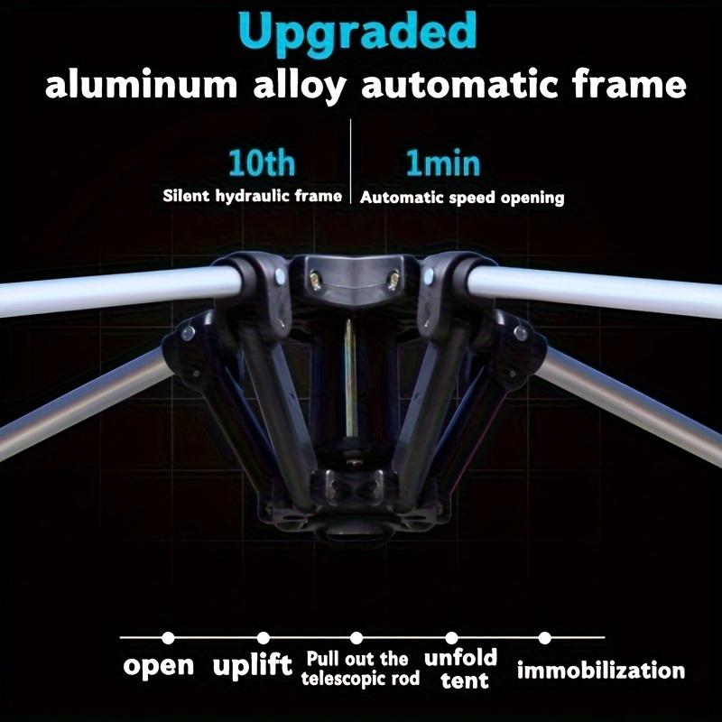 Outdoor Tent for 3-4 People, Aluminum Pole Fully Automatic, Family Camping, Double-layer, Sunscreen Rainproof, Black Glue Tent