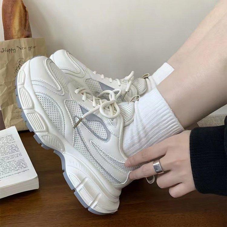 Summer New Muffin Thick Bottom Color Matching Lace-up Fashion Shoes Women's Casual Sports Dad Shoes Women's Bread Shoes