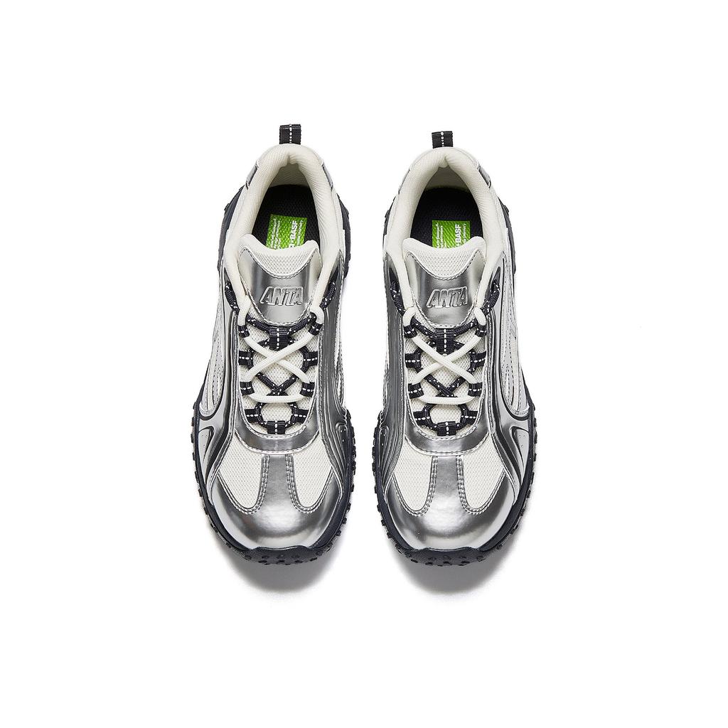 Anta Jump Ballet Style Lightweight Shoes With Detachable Laces Women Casual Shoes Bright-Silver Black 922618881-3