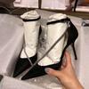 Women's Black Stiletto Heels 2025: Fashionable Pointed Toe, One-Strap Buckle, Rhinestone Closed-Toe Sandals.