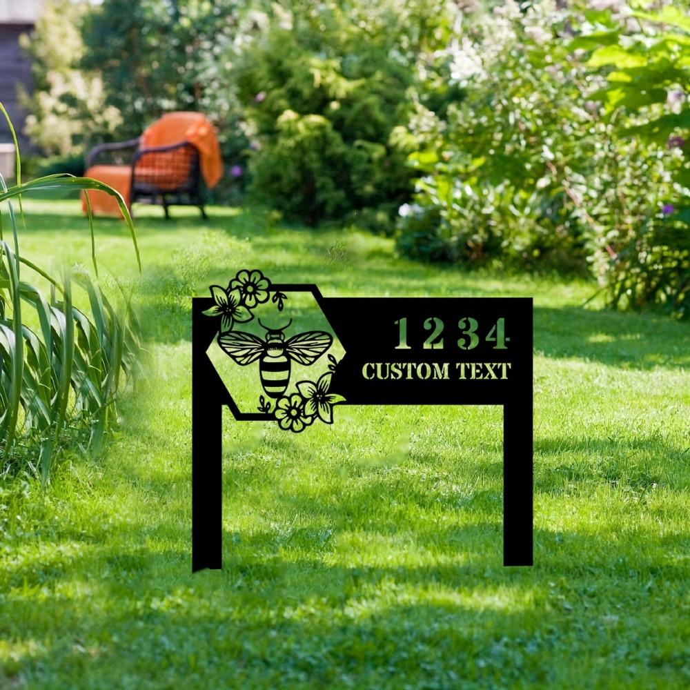 Custom Iron Garden Stakes House Numbers Outdoor Decor Lawn Sign Metal Yard Art