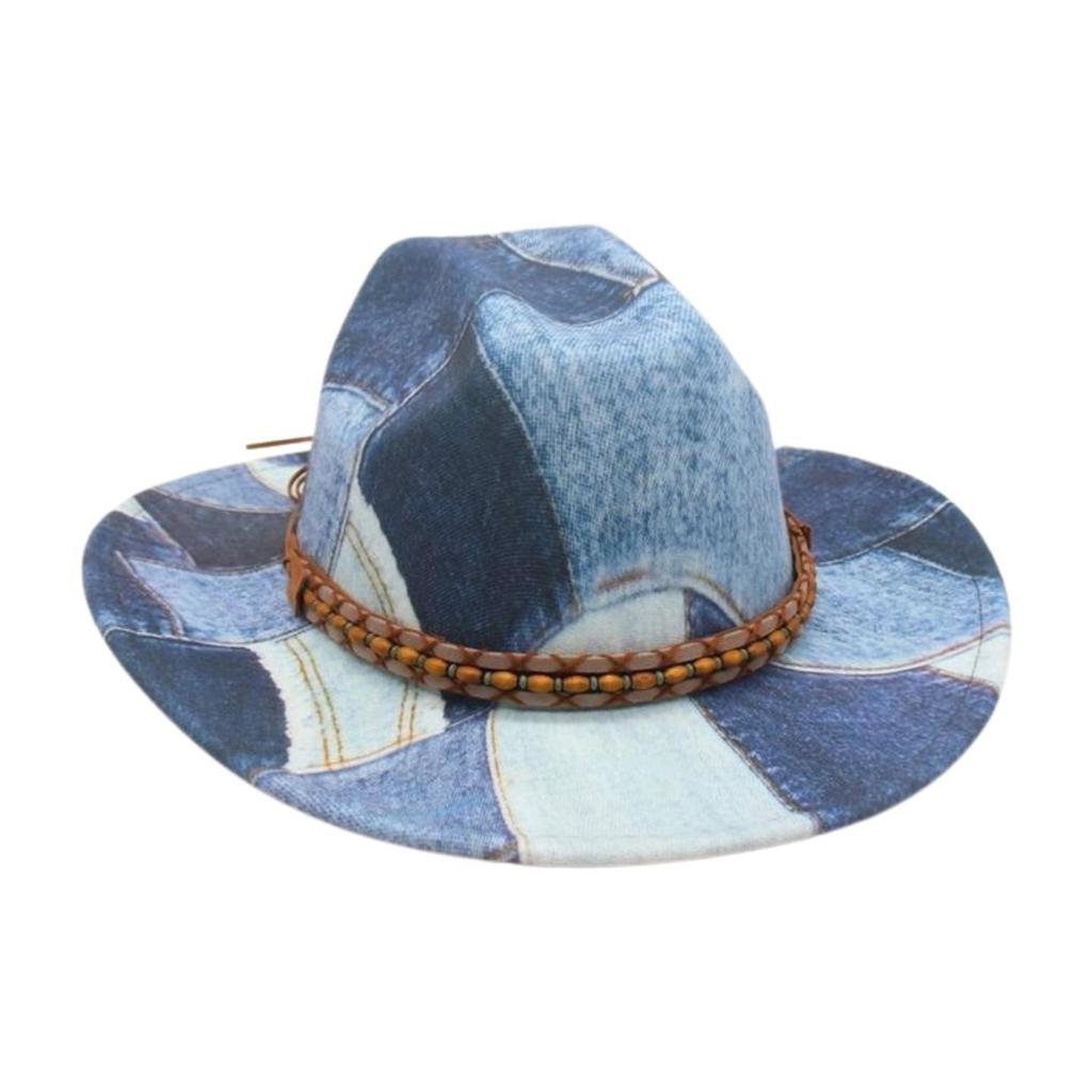 Fashion Design Sense Color Matching Embroidered Jazz Hat Retro Western Cowboy Top Hat Stage Catwalk Concave Stage Hat