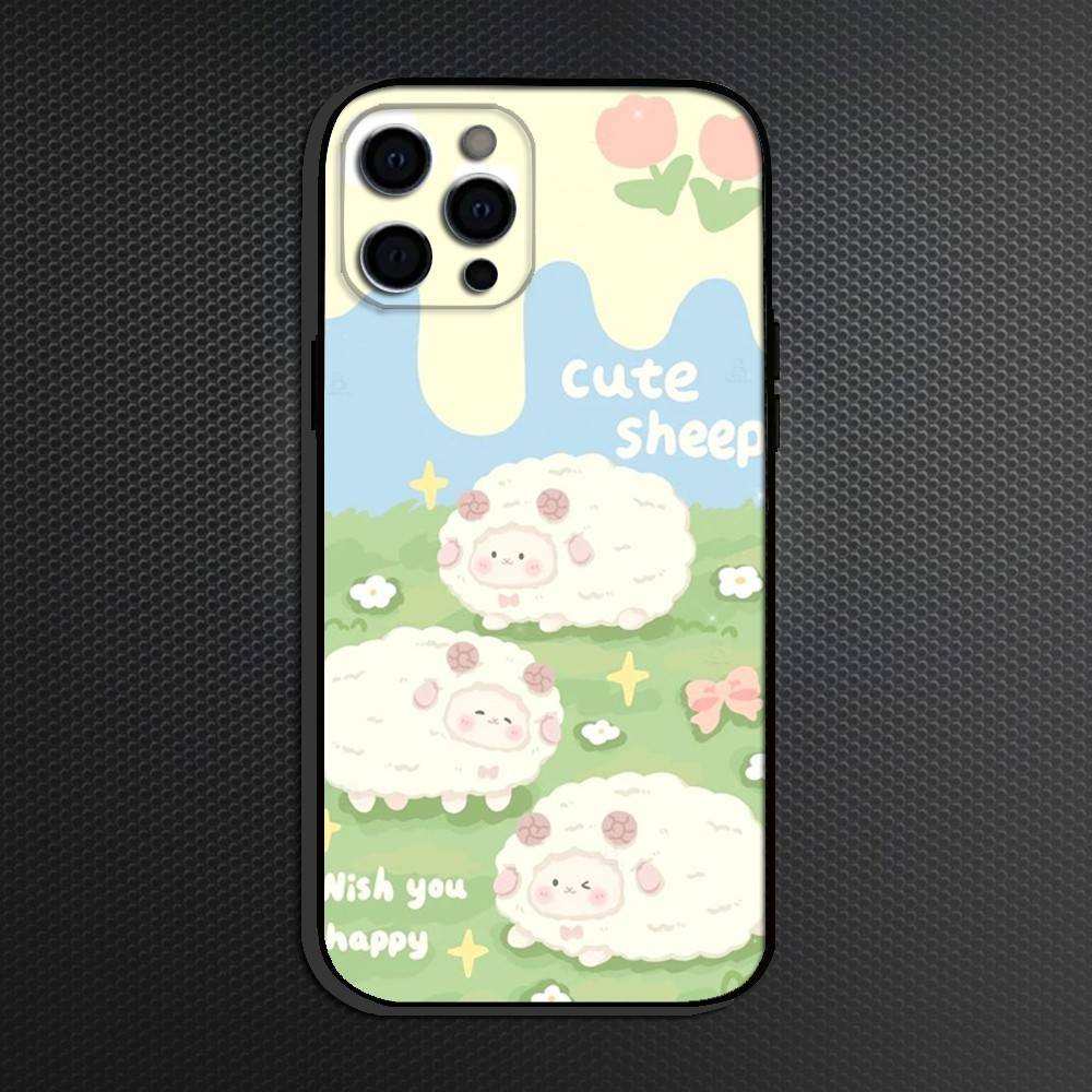Little Sheep Phone Case For iPhone 16,15,14,13,12,11 Plus,Pro Max, Others Soft Black Cover
