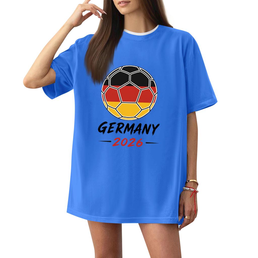 Women's Fashion Short Sleeve Soccer Print T-Shirt