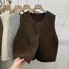 Dimanaf 2025 Vest Sweaters  Autumn Buttons Women Sleeveless Knitting Casual Style Loose Sweater