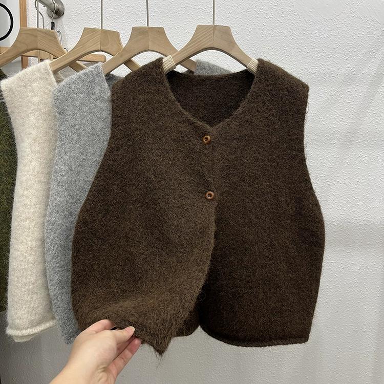 Dimanaf 2025 Vest Sweaters  Autumn Buttons Women Sleeveless Knitting Casual Style Loose Sweater