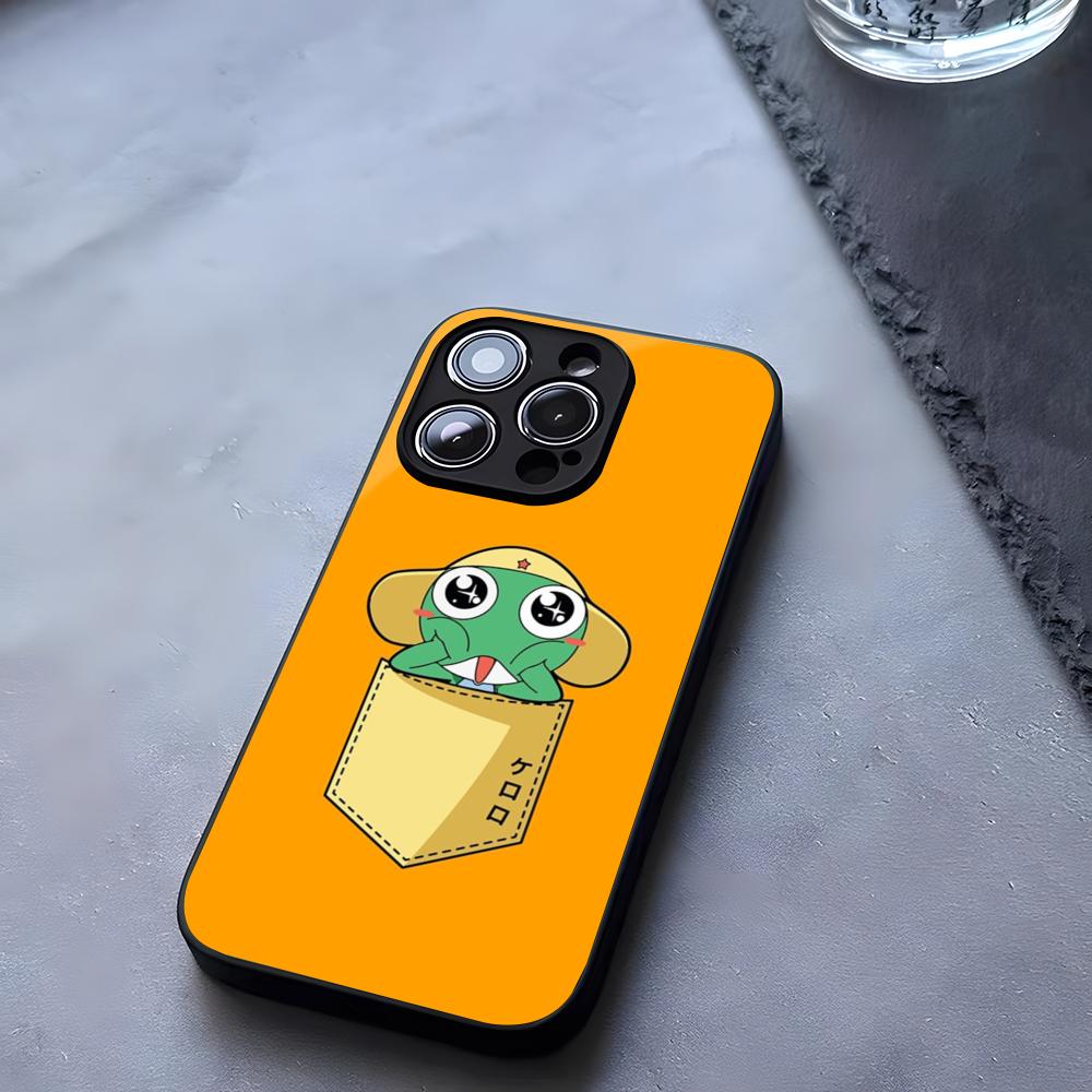 Cartoon Keroro Gunsou Frog Phone Case Tempered Glass For IPhone 17 13 14 16 12 15 11 Pro Max Plus Mini X XR SE2020 Coque