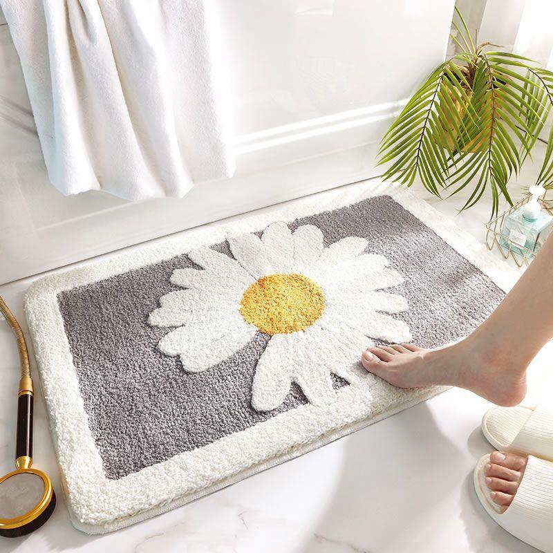 Cartoon Imitation Cashmere Floor Mat Bathroom Absorbent Toilet Door Entry Non-slip Mat Bedroom Carpet Door Mat Floor Mat Household