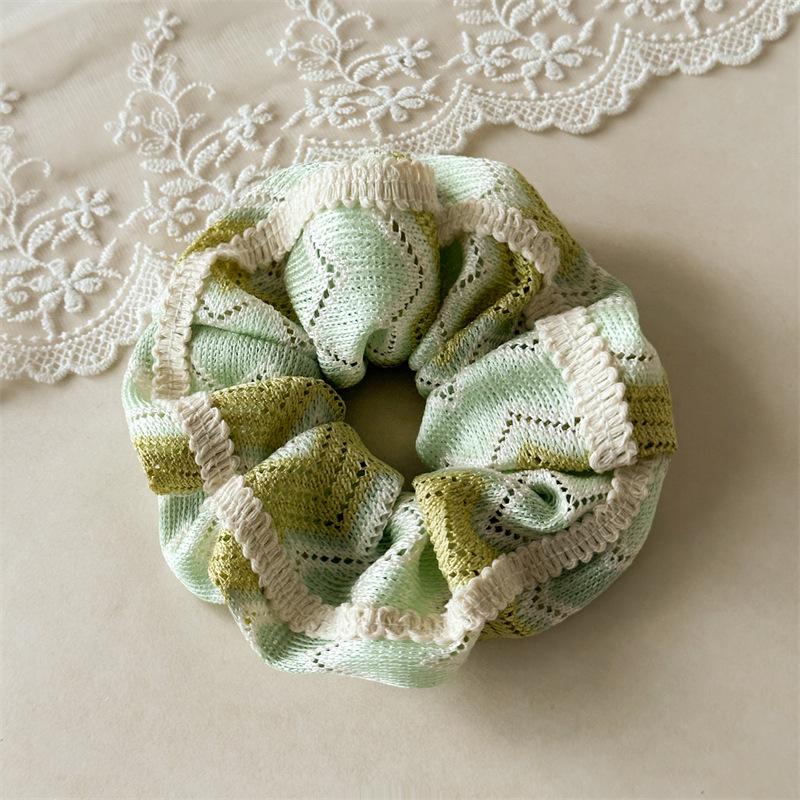 

Textured Knit Hair Accessories Featuring Gentle Chevron Patterns And Vibrant Gradient Hues To Complement Layered Hairstyles Green Lace Cutout