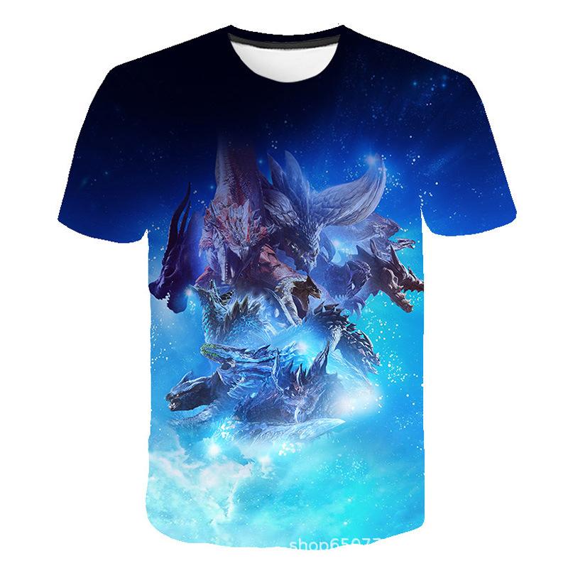 

Летняя футболка с коротким рукавом, повседневная футболка с 3D-принтом Monster Series 6XL